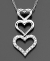 Let your look overflow with love. This sumptuous necklace features round-cut diamond accents set in 14k white gold. Approximate length: 18 inches. Approximate drop: 3/4 inch.