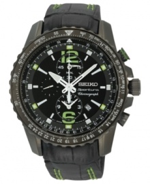 This Sportura Aviator watch from Seiko lets your style brave new heights with rich leather and bold steel. This Sportura Aviator watch from Seiko lets your style brave new heights with rich leather and bold steel.