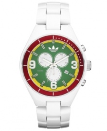 A vibrant, colorful dial grabs attention with this Cambridge collection watch by adidas. A vibrant, colorful dial grabs attention with this Cambridge collection watch by adidas.