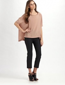 Sumptuous silk skims the body in a chic swing silhouette and is finished with a sheer chiffon keyhole back.Jewel neckline with raw edges Dropped shoulders Short sleeves Pullover style About 26 from shoulder to hem Silk; dry clean Imported Sumptuous silk skims the body in a chic swing silhouette and is finished with a sheer chiffon keyhole back.Jewel neckline with raw edges Dropped shoulders Short sleeves Pullover style About 26 from shoulder to hem Silk; dry clean Imported