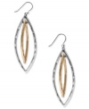 A two tone design creates a versatile look with these Lucky Brand oblong hoop earrings. Crafted in silver and gold tone mixed metal. Approximate drop: 2-1/4 inches.