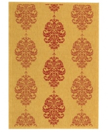 Borrowing from the beautiful tradition of courtyard styling in warm-weather locales, Safavieh's Courtyard collection has a distinctly Mediterranean feel. A special sisal weave allows for a superior clarity of detail, while enhanced polypropylene makes these rugs thankfully low-maintenance and durable. The brick-toned medallions woven into this soft beige rug offer a subtle elegance for indoor or outdoor spaces. (Clearance) Borrowing from the beautiful tradition of courtyard styling in warm-weather locales, Safavieh's Courtyard collection has a distinctly Mediterranean feel. A special sisal weave allows for a superior clarity of detail, while enhanced polypropylene makes these rugs thankfully low-maintenance and durable. The brick-toned medallions woven into this soft beige rug offer a subtle elegance for indoor or outdoor spaces. (Clearance)