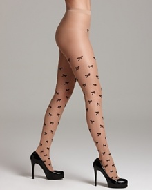 Feel elegantly sexy with these nude tights featuring a black ribbon pattern from Wolford. Feel elegantly sexy with these nude tights featuring a black ribbon pattern from Wolford.