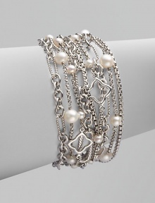 From the Pearl Collection. A unique style with a mix of links to form a beautifully crafted multi-row design, all accented with freshwater pearls. Sterling silverFreshwater pearlsToggle closureLength, about 8Imported From the Pearl Collection. A unique style with a mix of links to form a beautifully crafted multi-row design, all accented with freshwater pearls. Sterling silverFreshwater pearlsToggle closureLength, about 8Imported