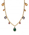 Chic and colorful, this playful Lauren by Ralph Lauren design will add vibrance to your look. Multicolored glass stones shake and shimmer in a variety of shapes. Long chain and setting crafted in gold tone mixed metal. Approximate length: 34 inches.