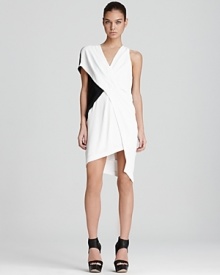 Helmut Lang Dress - Color Block with Pleated Detail Helmut Lang Dress - Color Block with Pleated Detail