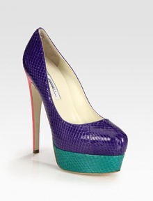 The sky is the limit with this towering platform silhouette of luxe multicolored snakeskin. Self-covered heel, 6 (150mm)Covered platform, 2 (50mm)Compares to a 4 heel (100mm)Snakeskin upperLeather lining and solePadded insoleMade in Italy The sky is the limit with this towering platform silhouette of luxe multicolored snakeskin. Self-covered heel, 6 (150mm)Covered platform, 2 (50mm)Compares to a 4 heel (100mm)Snakeskin upperLeather lining and solePadded insoleMade in Italy