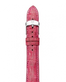 Dress your watch to dazzle with this alligator skin strap from Michele. Designed to add an exotic touch to your favorite timepiece, it flaunts on-trend texture and a chic, silvery buckle. Dress your watch to dazzle with this alligator skin strap from Michele. Designed to add an exotic touch to your favorite timepiece, it flaunts on-trend texture and a chic, silvery buckle.