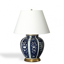 This lamp fashioned in porcelain with ornate pattern brings an elegant quality to any room. This lamp fashioned in porcelain with ornate pattern brings an elegant quality to any room.