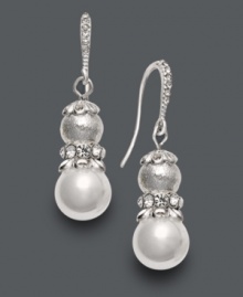 Freshen up your look in frosty white. Charter Club earrings feature white simulated pearls and plastic beads. Setting and bead details crafted in silver tone mixed metal. Approximate drop: 1-1/2 inches. Freshen up your look in frosty white. Charter Club earrings feature white simulated pearls and plastic beads. Setting and bead details crafted in silver tone mixed metal. Approximate drop: 1-1/2 inches.