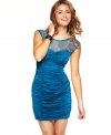 Take on the party world in this dress from Speechless where a ruched, curve-flaunting design is offset by ladylike lace!