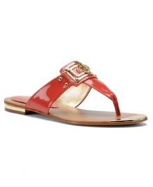 Reminiscent of the style of the French Riviera, the Alary sandals by Isola shine on with their glossy patent finish and sleek logo details. Reminiscent of the style of the French Riviera, the Alary sandals by Isola shine on with their glossy patent finish and sleek logo details.
