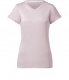 A wardrobe staple detailed with just the right intensity of color, Jil Sanders pristine V-neck is as chic as it is versatile - V-neckline, short sleeves, contoured seaming - Form-fitting - Wear with a modern blazer, leather leggings and ankle boots