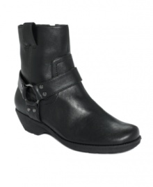Functional style. The Destiny booties by Aerosoles feature cute ring and stud detailing at the ankle and a sturdy scored rubber outsole. Functional style. The Destiny booties by Aerosoles feature cute ring and stud detailing at the ankle and a sturdy scored rubber outsole.