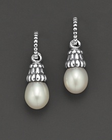 From the Luna Collection, fluted sterling silver settings and polished pearl drop earrings. Designed by Lagos. From the Luna Collection, fluted sterling silver settings and polished pearl drop earrings. Designed by Lagos.