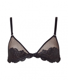 Bring luxury into the bedroom with this ultra-stylish leather and lace bra from La Perla by Jean Paul Gaultier - Leather detailed front, mesh overlay, soft cups, adjustable straps, bow front detail with silver-tone hardware, hook and eye closure - Wear underneath a revealing dress or pair with panties for stylish lounging