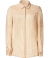 Stylish blouse in fine, beige silk - Modern, feminine cut, slightly fitted - Elegant pintucked piping - With a small blouse collar, covered button panel and long sleeves - An elegant version of the classic blouse - A hit for a business look, cool evening outfit, but also casual under a long cardigan