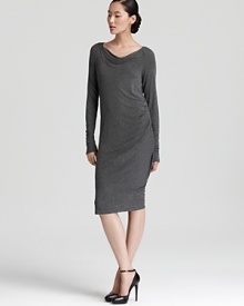 Work this Donna Karan New York drape dress for a fresh fall look and make a modern statement that commands attention from desk to dinner. Work this Donna Karan New York drape dress for a fresh fall look and make a modern statement that commands attention from desk to dinner.