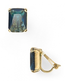 Classically styled clip earrings from Lauren Ralph Lauren are a jewel box staple, accented by a chunky, emerald cut stone.