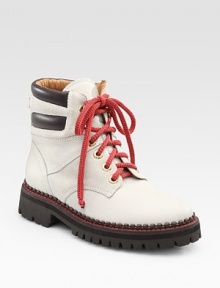 Textured leather with a vibrant lace-up front and detailed stitching. Stacked heel, 1½ (40mm) Covered platform, ½ (15mm) Compares to a 1 heel (25mm) Leather upper Leather lining Rubber sole Padded insole ImportedOUR FIT MODEL RECOMMENDS ordering true whole size; ½ sizes should order the next whole size up. 