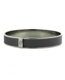 Complete your look from head to toe with the addition of Vince Camuto's stylish skinny bangle. A neutral-toned granite enamel and patent leather surface matches easily with any ensemble. Crafted in silver tone mixed metal. Approximate diameter: 3 inches. Complete your look from head to toe with the addition of Vince Camuto's stylish skinny bangle. A neutral-toned granite enamel and patent leather surface matches easily with any ensemble. Crafted in silver tone mixed metal. Approximate diameter: 3 inches.