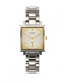 Get in a kate spade new york state of mind with this square-faced watch. Crafted of stainless steel and accented by classic link bracelet, it's always fashionably on time. Get in a kate spade new york state of mind with this square-faced watch. Crafted of stainless steel and accented by classic link bracelet, it's always fashionably on time.