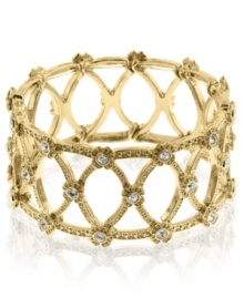 Lovely in lattice. This bangle bracelet from 2028 blends timeless elegance with modern appeal with glass accents and intricate openwork detail. Crafted in gold tone mixed metal. Approximate length: 7 inches. Lovely in lattice. This bangle bracelet from 2028 blends timeless elegance with modern appeal with glass accents and intricate openwork detail. Crafted in gold tone mixed metal. Approximate length: 7 inches.
