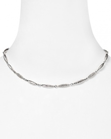 Slip on something simple and sparkly with this hammered silver link necklace from Nadri. It's delicate design hints at understated chic. Slip on something simple and sparkly with this hammered silver link necklace from Nadri. It's delicate design hints at understated chic.
