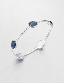 From the Wonderland Collection. Five faceted indigo doublet stations set on a hammered sterling silver bangle. Indigo doubletSterling silverDiameter, about 2.5Slip-on styleImported From the Wonderland Collection. Five faceted indigo doublet stations set on a hammered sterling silver bangle. Indigo doubletSterling silverDiameter, about 2.5Slip-on styleImported