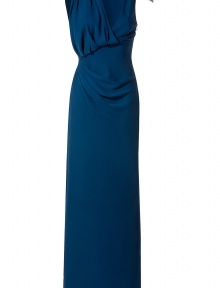 Luxurious evening gown in fine saphire blue silk - outstanding pleasant and noble quality - slim loose falling top with elegant asymmetrical drape which sexily accentuates the silhouette - decorative reaped straps, one broad, one slim, with fashionable brooch - high added straight skirt in floor length - glamorous and sexy, noble and modern, simply a beautiful evening dress in a great fashion color - pair with noble sandals Luxurious evening gown in fine saphire blue silk - outstanding pleasant and noble quality - slim loose falling top with elegant asymmetrical drape which sexily accentuates the silhouette - decorative reaped straps, one broad, one slim, with fashionable brooch - high added straight skirt in floor length - glamorous and sexy, noble and modern, simply a beautiful evening dress in a great fashion color - pair with noble sandals