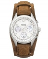 Rustic with natural leather, this vintage-inspired chronograph timepiece from Fossil marks the Flight collection.