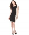 Calvin Klein's sleek belted sheath works the colorblocked look for all it's worth in this flattering dress.