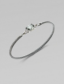 From the Petite Wheaton Collection. A faceted pillow of subtly hued prasiolite, edged with diamonds and set on a classic sterling silver cable bangle.Diamonds, 0.08 tcwPrasioliteSterling silverDiameter, about 2½3mm cableHook claspImported From the Petite Wheaton Collection. A faceted pillow of subtly hued prasiolite, edged with diamonds and set on a classic sterling silver cable bangle.Diamonds, 0.08 tcwPrasioliteSterling silverDiameter, about 2½3mm cableHook claspImported
