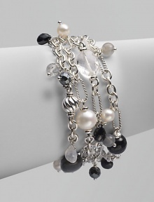 From the Bijoux Collection. A beautifully crafted, sterling silver piece with a multi-row design accented in semi-precious stones.Freshwater pearls, onyx and hematiteSterling silverLobster clasp closureLength, about 8Imported From the Bijoux Collection. A beautifully crafted, sterling silver piece with a multi-row design accented in semi-precious stones.Freshwater pearls, onyx and hematiteSterling silverLobster clasp closureLength, about 8Imported