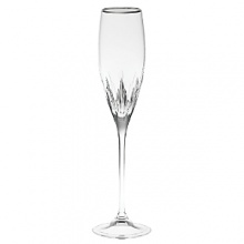 A classic pattern now features a platinum metal band creating pieces that are even more striking than the original. Wine, goblet, flute and iced beverage are available to make a full suite.