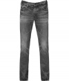 From Prps, purveyors of the ultimate must-have denim, these stylishly distressed jeans are the perfect pants for the seasons urbane-cool looks - Classic five-pocket styling, faded denim with whiskering, back logo tab at waist - Slim straight leg - Wear with a long sleeve henley, a leather jacket, and motorcycle boots