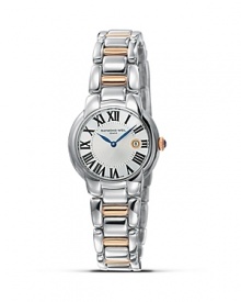 Gold PVD and silver intertwine on Raymond Weil's elegant, classic Jasmine watch. Gold PVD and silver intertwine on Raymond Weil's elegant, classic Jasmine watch.