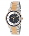 Modern style with nothing to hide: this Kenneth Cole New York watch features a transparent dial and rose-gold accents.