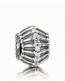 This dramatic sterling silver PANDORA charm is laced with sparkling cubic zirconia stones. This dramatic sterling silver PANDORA charm is laced with sparkling cubic zirconia stones.