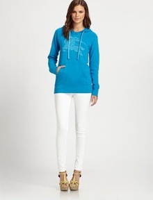 Athletic-chic, a hooded sweatshirt with ribbed details, check trim and a fitted silhouette.Attached hoodLong sleevesRib-knit cuffs and hemPull-on styleSplit kangaroo pocketsAbout 24 from shoulder to hemCottonMachine washImported Model shown is 5'10 (177cm) wearing US size Small. Athletic-chic, a hooded sweatshirt with ribbed details, check trim and a fitted silhouette.Attached hoodLong sleevesRib-knit cuffs and hemPull-on styleSplit kangaroo pocketsAbout 24 from shoulder to hemCottonMachine washImported Model shown is 5'10 (177cm) wearing US size Small.
