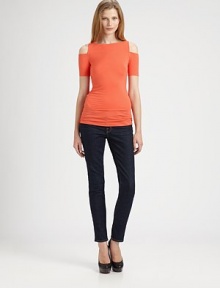 EXCLUSIVELY AT SAKS. Curve-embracing boatneck tee reinvented by cutout shoulders and fitted sleeves. BoatneckCutout shouldersFitted short sleeves94% rayon/6% spandexDry cleanMade in USAModel shown is 5'10 (177cm) wearing US size Small. EXCLUSIVELY AT SAKS. Curve-embracing boatneck tee reinvented by cutout shoulders and fitted sleeves. BoatneckCutout shouldersFitted short sleeves94% rayon/6% spandexDry cleanMade in USAModel shown is 5'10 (177cm) wearing US size Small.