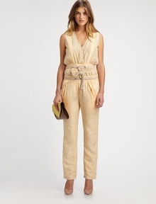 Drawstring elastic waistband adds a casual, yet tailored look to this airy silk v-neck. V-neckSleevelessDrawstring elastic waistbandSilkDry cleanImportedSIZE & FITModel shown is 5'10 (177cm) wearing US size 4. Drawstring elastic waistband adds a casual, yet tailored look to this airy silk v-neck. V-neckSleevelessDrawstring elastic waistbandSilkDry cleanImportedSIZE & FITModel shown is 5'10 (177cm) wearing US size 4.