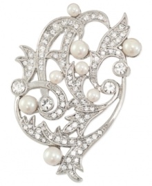 Climb the social ladder with this stylish vine pin from Carolee. Crafted from silver-tone mixed metal, glass pearls and accents add a lustrous touch. Approximate length: 2 inches. Climb the social ladder with this stylish vine pin from Carolee. Crafted from silver-tone mixed metal, glass pearls and accents add a lustrous touch. Approximate length: 2 inches.