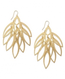 Make a splash. Cascading cut-out drops adorn Style&co.'s chic chandelier earrings. Crafted in gold tone mixed metal with a textured surface. Approximate drop: 3-1/2 inches. Make a splash. Cascading cut-out drops adorn Style&co.'s chic chandelier earrings. Crafted in gold tone mixed metal with a textured surface. Approximate drop: 3-1/2 inches.