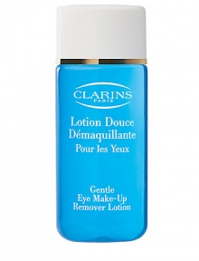 Gentle Eye Makeup Remover Lotion. This refreshing floral-based lotion soothes and softens skin while gently removing eye makeup. Refreshes tired, irritated eyes. Helps strengthen lashes. Formulated to be as gentle as eyedrops. It is suitable for those with sensitive eyes and contact lens wearers. 4.2 oz. Made in France. 