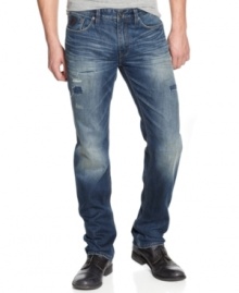 Find what fits. With a slim, straight style, these jeans from Guess are a just-right weekend look. Find what fits. With a slim, straight style, these jeans from Guess are a just-right weekend look.
