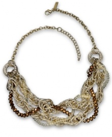 Style with a twist. INC International Concepts puts together a necklace crafted from 12k gold-plated mixed metal with a rhinestone link and a number of rondelles accents. Approximate length: 19-1/2 inches + 3-inch extender. Style with a twist. INC International Concepts puts together a necklace crafted from 12k gold-plated mixed metal with a rhinestone link and a number of rondelles accents. Approximate length: 19-1/2 inches + 3-inch extender.