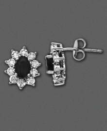 Accessorize with nature-inspired beauty. 14k white gold flower earrings with onyx (4/3 mm) and round-cut diamond accents. Accessorize with nature-inspired beauty. 14k white gold flower earrings with onyx (4/3 mm) and round-cut diamond accents.