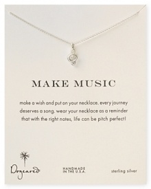 Sweet and oh so symbolic, this delicate sterling silver necklace from Dogeared is wholly noteworthy. Sweet and oh so symbolic, this delicate sterling silver necklace from Dogeared is wholly noteworthy.