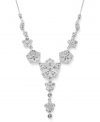 Make her occasion even more special. This wistful y-shaped necklace by Eliot Danori features a lovely floral pattern decorated with sparkling crystals. Set in silver tone mixed metal. Approximate length: 16 inches + 2-inch extender. Approximate drop: 1-1/4 inches.